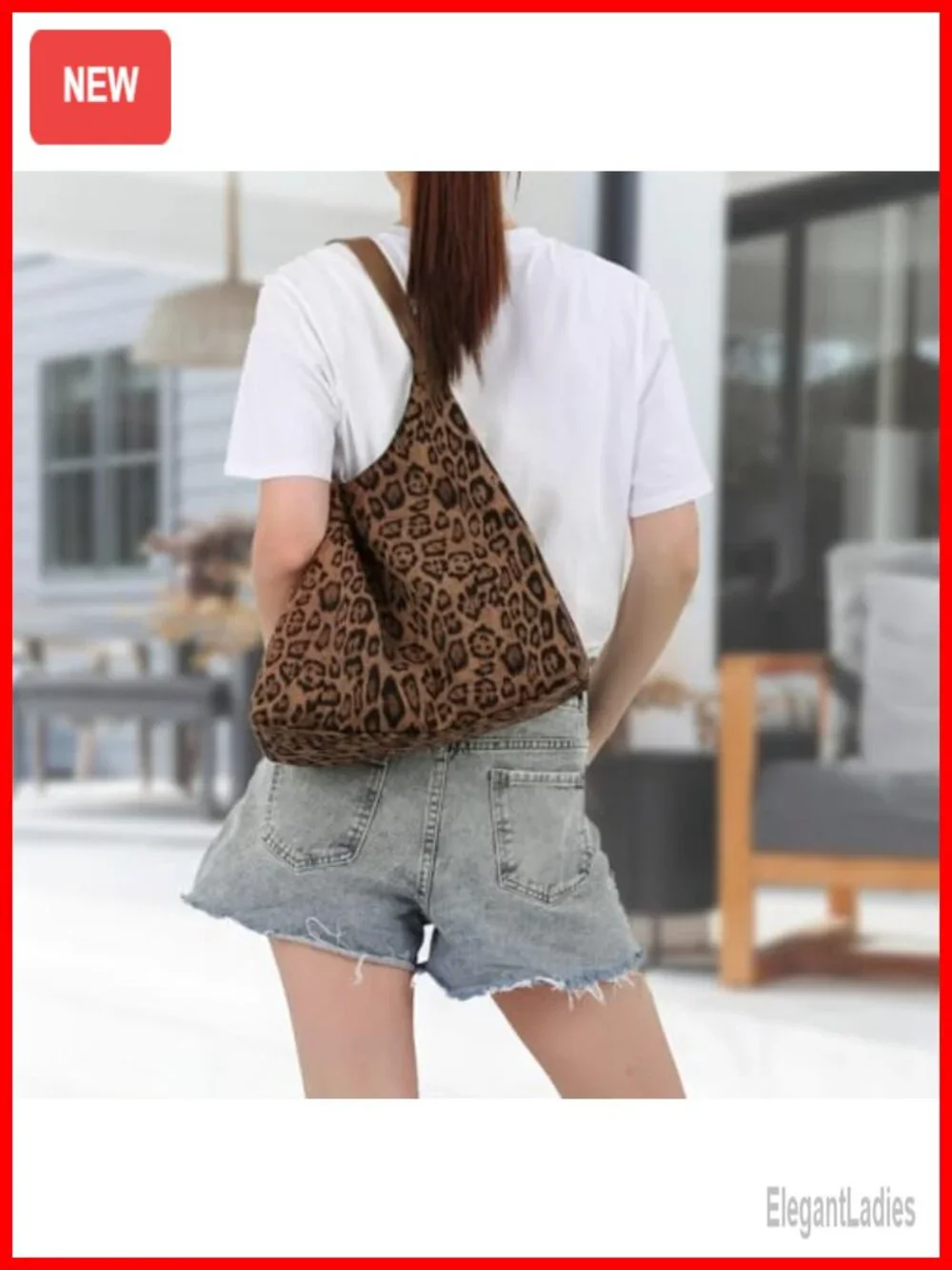 Vintage Leopard Print Faux Suede Leather Hobo Shoulder Tote Bag Large Satchel